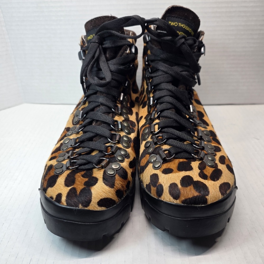 Two Thousand Never Leopard Hiking Boots Womens 6 Pony Hair Vibram Patrick Winget - Picture 2 of 13